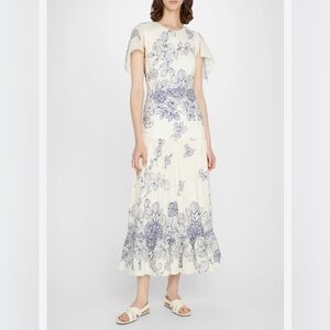 Alexis Salia Drop-Waist Floral Linen Maxi Dress